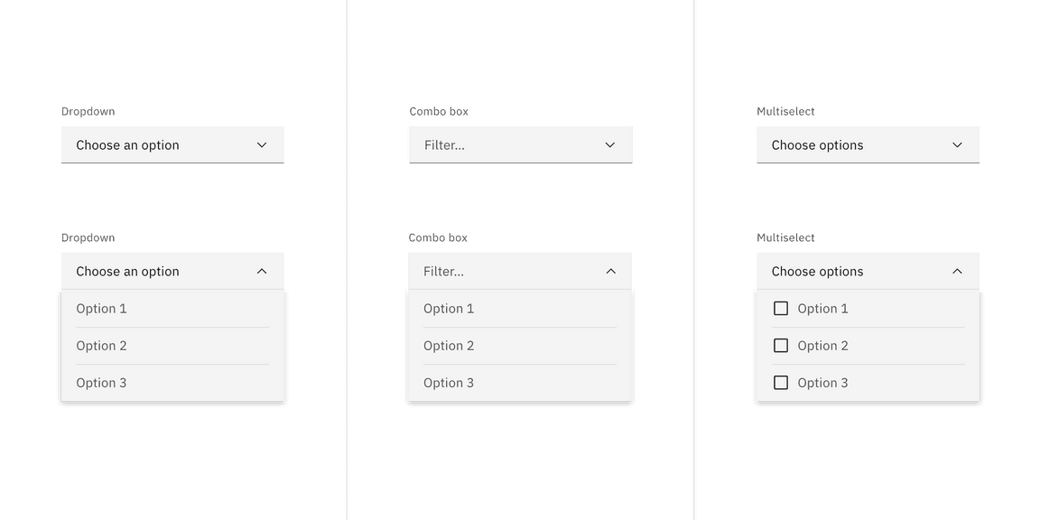 Default dropdown variant examples